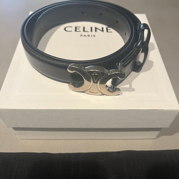Celine Accessories - NEW CELINE MEDIUM TRIOMPHE BELT IN SMOOTH CALFSKIN BLACK